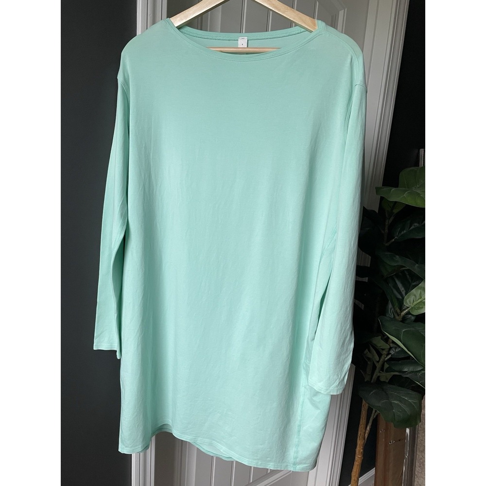 Lululemon Back in Action Dress Tunic Wild Mint Pima Cotton L/S Size 4/US xs SPOT